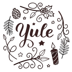 happy YULE vector illustration isolated on white background