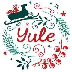 happy YULE vector illustration isolated on white background