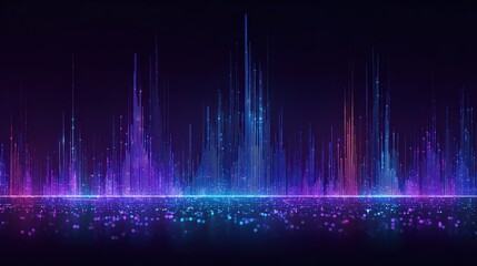 A vibrant digital waveform with colorful peaks and a dark background, resembling sound visualization or abstract data representation.
