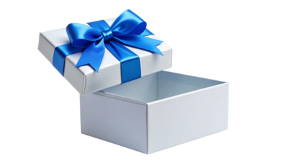  Blue Ribbon Surprise Box Open Lid Transparent Background PNG