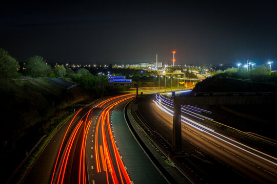 Lightstream Junction: Night Traffic at Ferrybridge