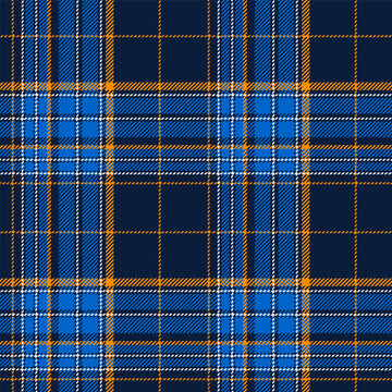 Modern plaid seamless pattern with orange and deep blue