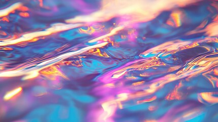 Iridescent liquid flowing providing trendy holographic surface background