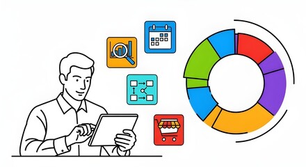 Ilustraciones de concepto de negocio.
 Megaconjunto.
 Colección de escenas de hombres y mujeres participando en actividades empresariales.
 Ilustración vectorial