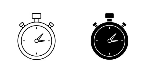 Stopwatch icon in outline and glyph style isolated on timer symbol for web design