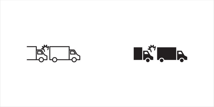 Car Accident line icon set. linear style sign for mobile concept and web design. Two vehicles colliding outline vector icon. Symbol, logo illustration. Vector graphics vector illustration, eps10.