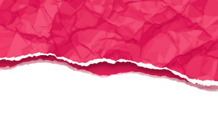 Crumpled pink paper with torn edge for background or text space