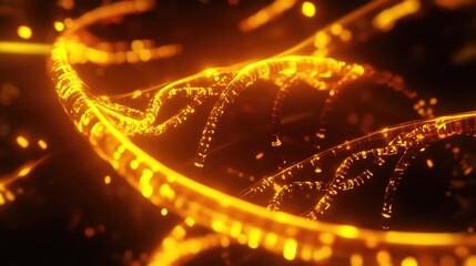 Glowing golden dna helix representing genetic innovation and science
