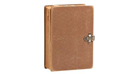 Vintage aged brown book with metal clasp, wisdom and history