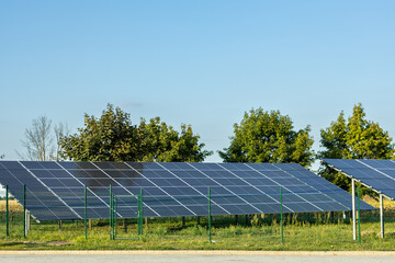 Solar Panel Array in a Green Field
