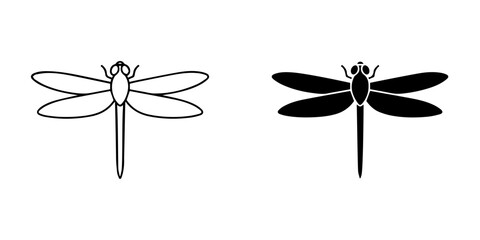 Illustration of a dragonfly icon isolated on, showcasing its delicate wings and elongated body
