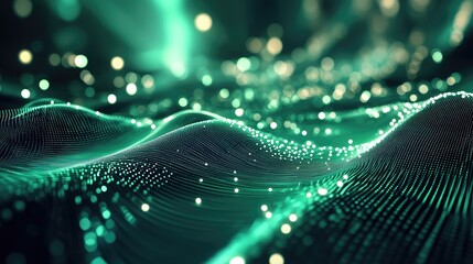 Digital data flowing on a network wave surface