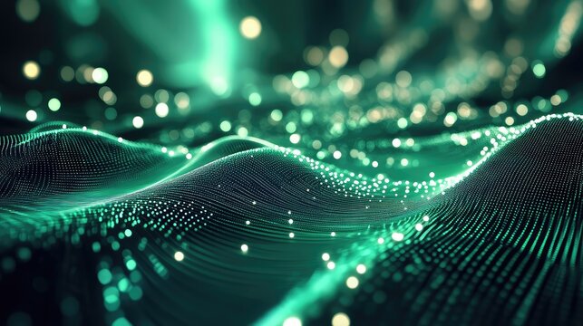 Digital data flowing on a network wave surface - Powered by Adobe