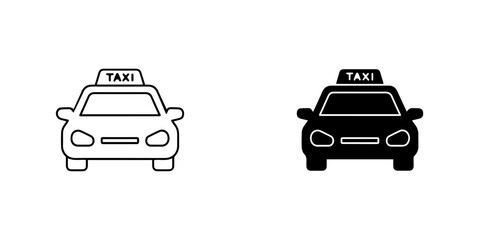 Illustration of a taxi icon in black and white isolated on cab symbol