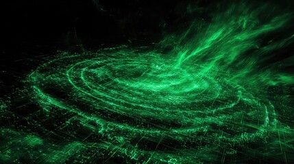 Green digital spiral data energy vortex