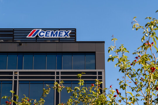 Warsaw, Poland - October 02, 2025: Cemex logo on modern office building