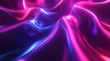 Fototapeta premium Abstract neon liquid waves glowing pink blue light