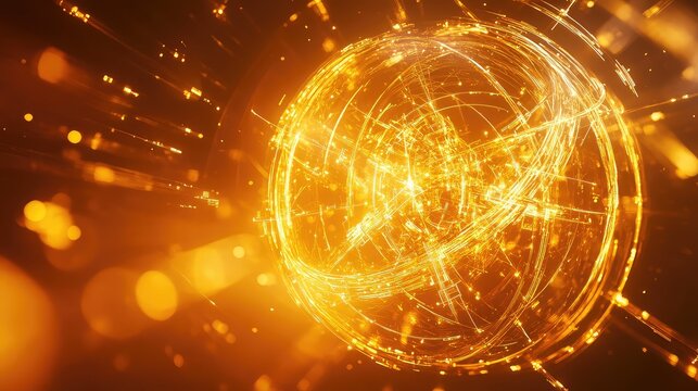 Global network sphere forming digital data connections - Powered by Adobe