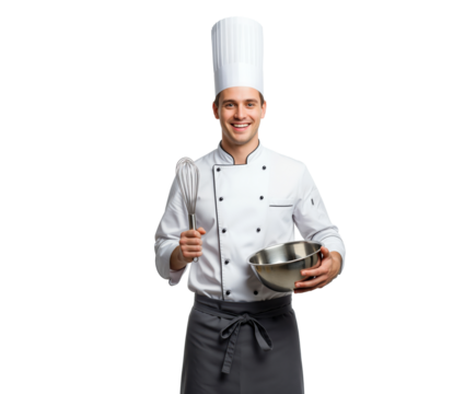 Culinary franchise training visual with uniformed chef mixing ingredients as key image for operations manuals plus kitchen staff guides about recipe consistency, hygiene standards and quality control