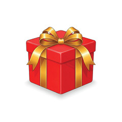 Adobe Illustrator Artwork. Red gift box with golden bow isolated on a white background. Vector Illustration