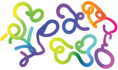 Vibrant Abstract Swirls of Rainbow Colors on White Background