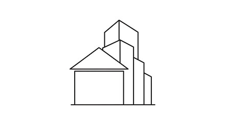 Abstract line art illustration of modern building architecture, representing real estate or urban development