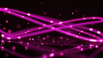 Obraz premium Pink glowing light trails and bokeh reflecting on surface
