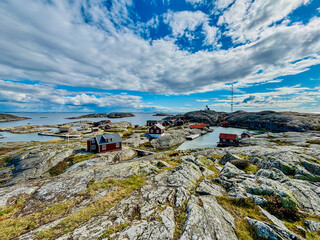 Panorama view on Väderöarna in Bohuslan Sweden, fishing village