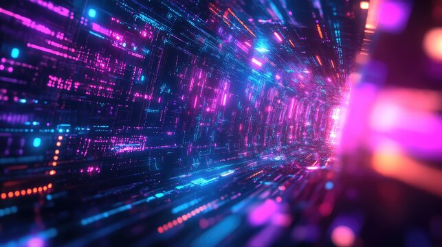 Abstract digital data tunnel showing futuristic cyberspace