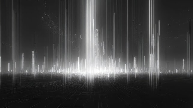 Digital cityscape with glowing data streams connecting network - Powered by Adobe