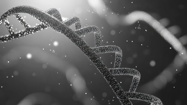 Dna helix structure in monochrome science background