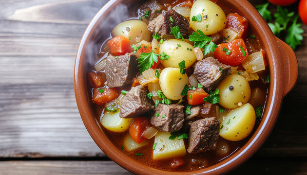 Bird's-Eye View of Dimlama Vegetable Stew with Lamb