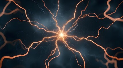 An image displaying orange electrical branches, potentially depicting power, energy, or a network system on a dark background with a bright central source.