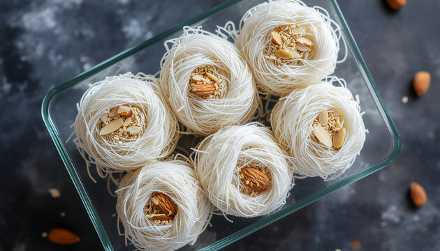 Overhead Arrangement of Pashmak Toasted Threads