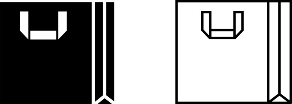 Stylized logo design featuring a bag in solid and outline forms for versatile branding