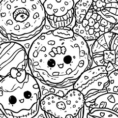 Coloring Pages Sweet Treats &ndash; Black & White Edition