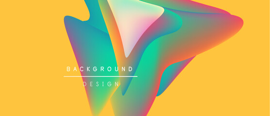 Abstract colorful design. Fluid shapes blend, creating vibrant visual impact. Yellow backdrop enhances dynamic composition.
