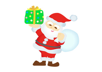 Obraz premium サンタクロースがプレゼントを持っているイラスト素材