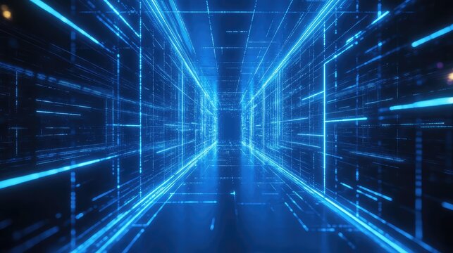 Digital data network cyberspace tunnel communication visualization - Powered by Adobe