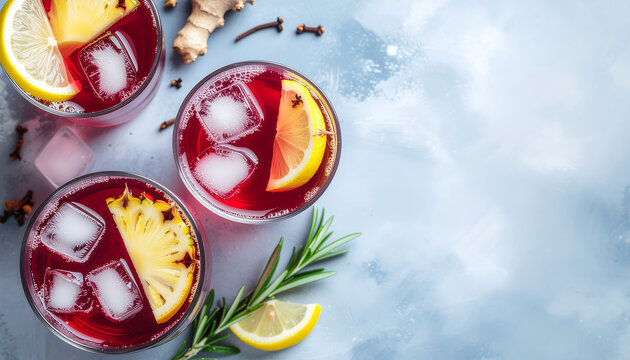 Overhead View of Zobo Hibiscus Drink with Ginger