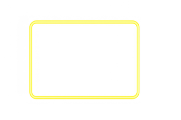 Yellow glowing neon frame creating a modern border with rounded corners on a transparent background