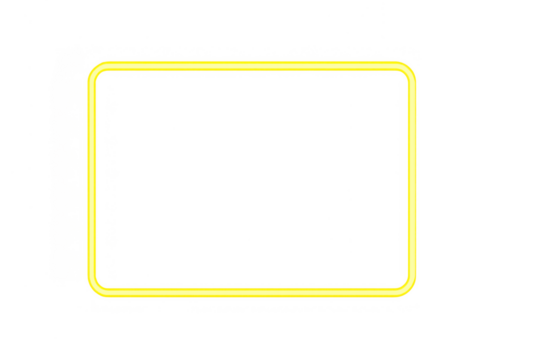 Yellow glowing neon frame creating a modern border with rounded corners on a transparent background