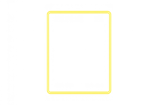Neon yellow rectangular frame glowing with rounded corners, empty border light effect on transparent background