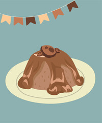  Illustration with Lava Cake Chocolate and Decoration