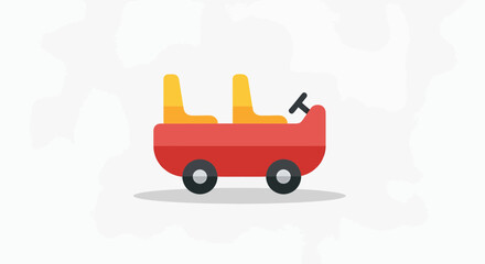 Naklejka premium Whimsical vector illustration of a vibrant red two-seater vehicle for amusement rides