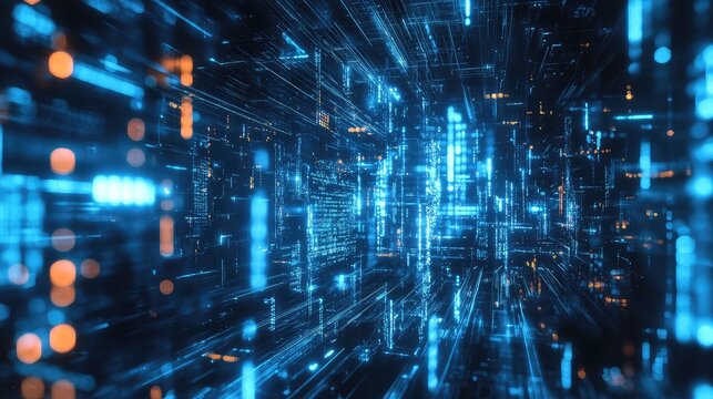 Digital data flowing through abstract cyberspace network concept - Powered by Adobe