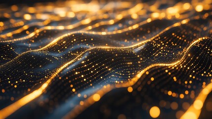 Digital data flowing across futuristic network grid