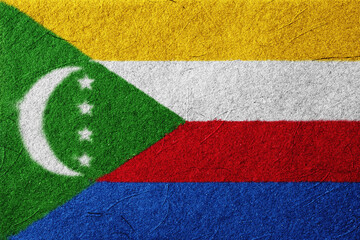 Textured illustration of a national flag, a composition featuring geometric color blocks and...