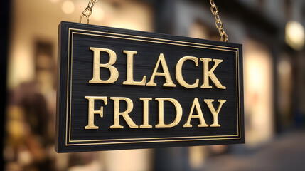 Obraz premium Black friday sale sign hanging outside a store