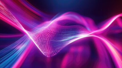 Abstract technology wave particles glowing lines motion background